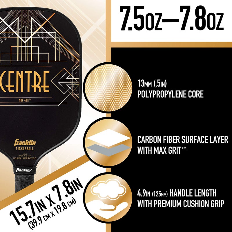 Franklin Sports Pro Pickleball Paddle - Pro Tournament Pickleball Paddle with Extra Grip MaxGrit Technology - Aspen Kern Centre Pickleball Paddle - Image 2
